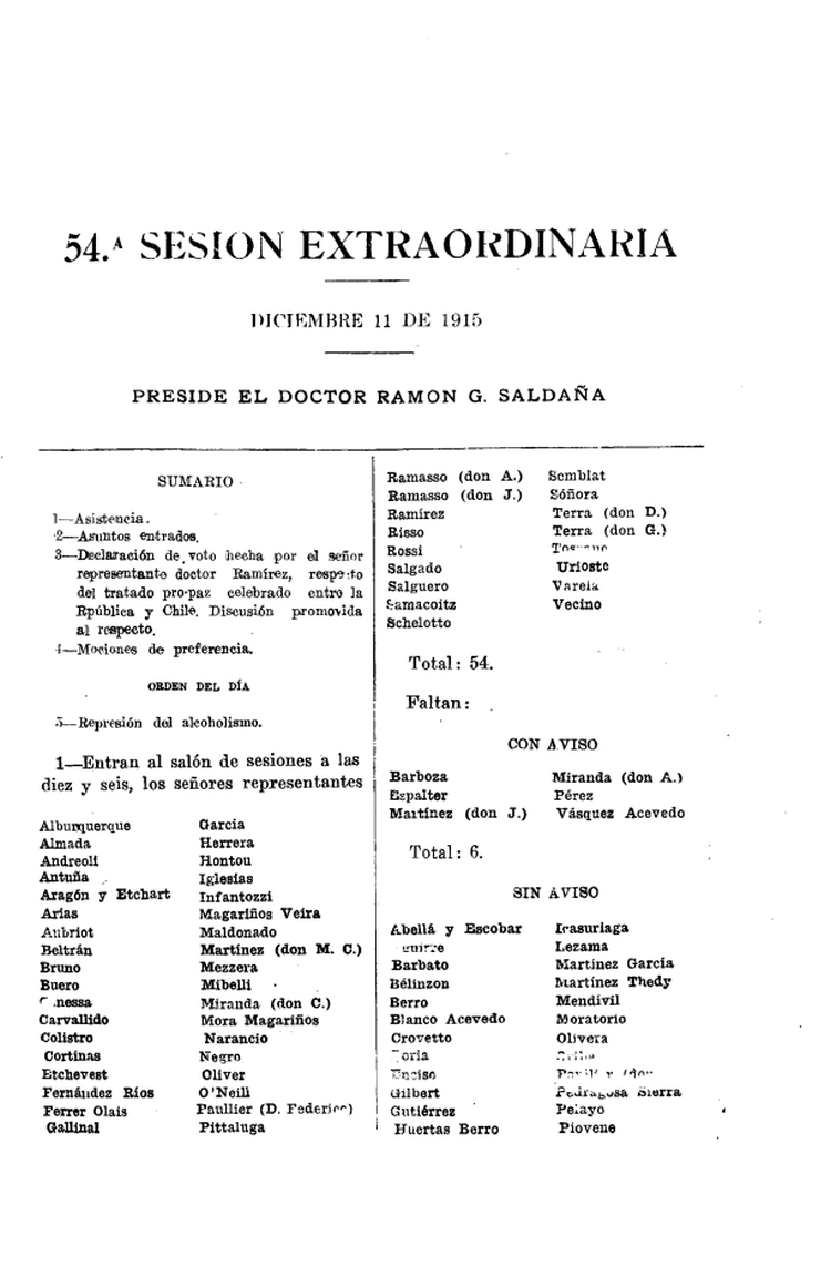 DIARIO DE SESIONES DE LA CAMARA DE REPRESENTANTES del 11/12/1915